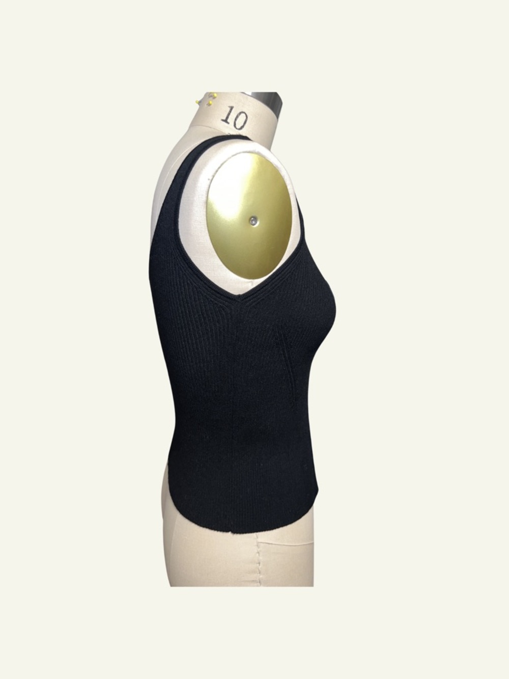 Black Ribbed Tank with Front Keyhole Accents - Picture 3 of 5
